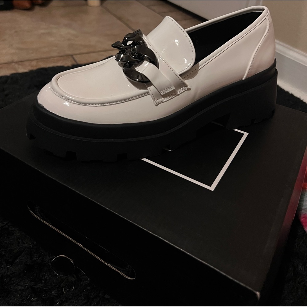 white chunky loafers